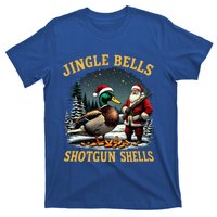 Santa Hunting Humor Mallard Jingle Bells Shotgun Shells Gift T-Shirt