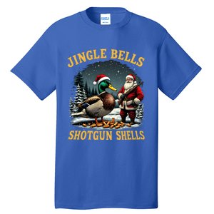 Santa Hunting Humor Mallard Jingle Bells Shotgun Shells Gift Tall T-Shirt