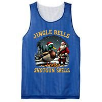 Santa Hunting Humor Mallard Jingle Bells Shotgun Shells Gift Mesh Reversible Basketball Jersey Tank