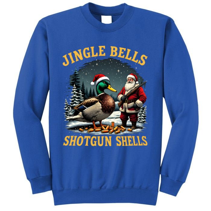 Santa Hunting Humor Mallard Jingle Bells Shotgun Shells Gift Tall Sweatshirt