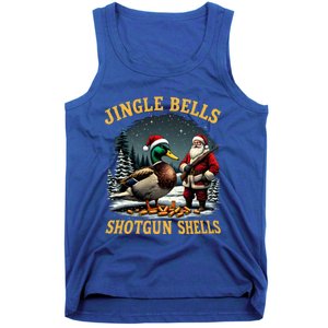 Santa Hunting Humor Mallard Jingle Bells Shotgun Shells Gift Tank Top