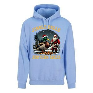 Santa Hunting Humor Mallard Jingle Bells Shotgun Shells Gift Unisex Surf Hoodie