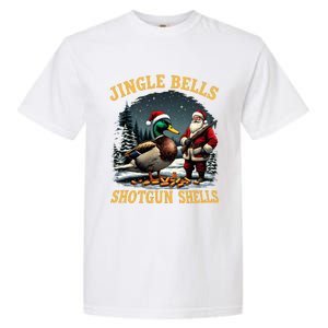 Santa Hunting Humor Mallard Jingle Bells Shotgun Shells Gift Garment-Dyed Heavyweight T-Shirt