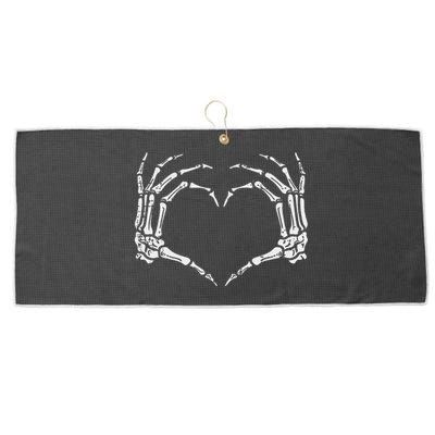 Skeleton Hands Heart Sign Retro Halloween Large Microfiber Waffle Golf Towel