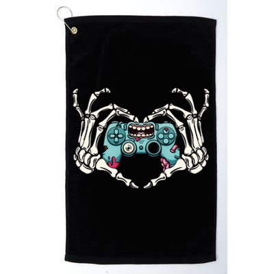 Skeleton Hand Heart Video Games Controller Costume Halloween Gift Platinum Collection Golf Towel