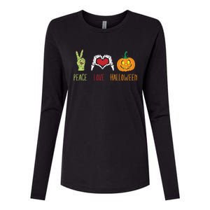 Skeleton Hand Heart Peace Love Halloween Cute Gift Womens Cotton Relaxed Long Sleeve T-Shirt