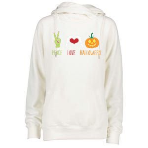 Skeleton Hand Heart Peace Love Halloween Cute Gift Womens Funnel Neck Pullover Hood