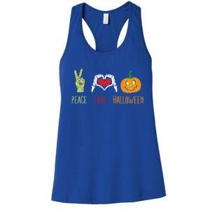 Skeleton Hand Heart Peace Love Halloween Cute Gift Women's Racerback Tank