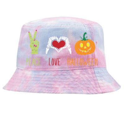 Skeleton Hand Heart Peace Love Halloween Cute Gift Tie-Dyed Bucket Hat