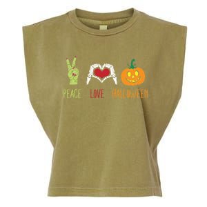 Skeleton Hand Heart Peace Love Halloween Cute Gift Garment-Dyed Women's Muscle Tee