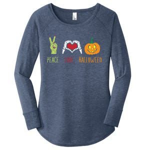 Skeleton Hand Heart Peace Love Halloween Cute Gift Women's Perfect Tri Tunic Long Sleeve Shirt