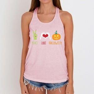 Skeleton Hand Heart Peace Love Halloween Cute Gift Women's Knotted Racerback Tank