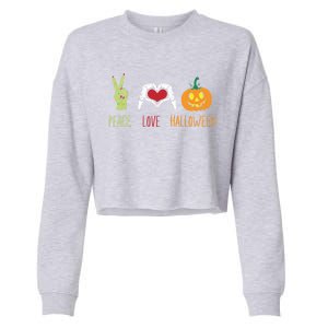 Skeleton Hand Heart Peace Love Halloween Cute Gift Cropped Pullover Crew