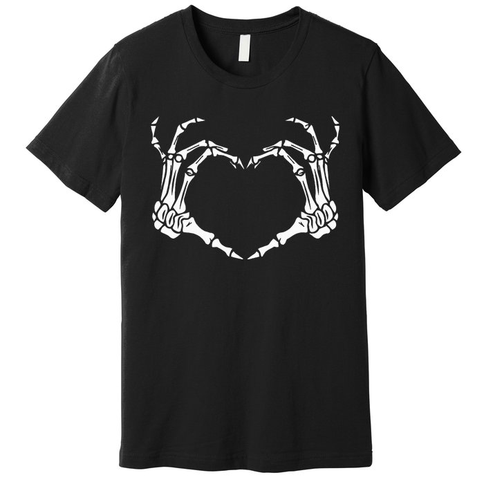 Skeleton Hand Heart Halloween Funny Bones Love Premium T-Shirt