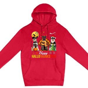 Schnauzer Happy Hallothanksmas Halloween Thanksgiving Xmas Premium Pullover Hoodie