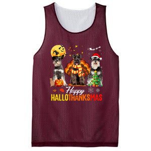 Schnauzer Happy Hallothanksmas Halloween Thanksgiving Xmas Mesh Reversible Basketball Jersey Tank