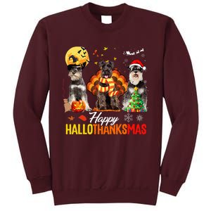 Schnauzer Happy Hallothanksmas Halloween Thanksgiving Xmas Tall Sweatshirt