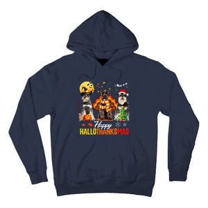 Schnauzer Happy Hallothanksmas Halloween Thanksgiving Xmas Tall Hoodie