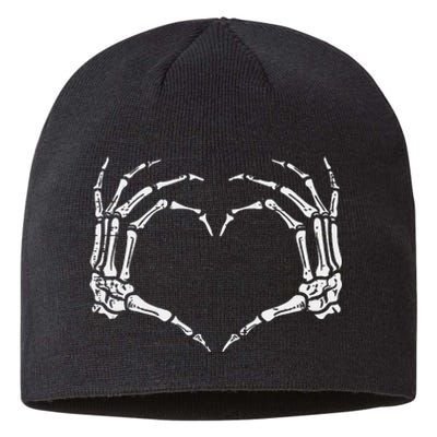 Skeleton Hands Heart Sign Retro Halloween Costume Sustainable Beanie