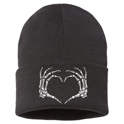 Skeleton Hands Heart Sign Retro Halloween Costume Sustainable Knit Beanie