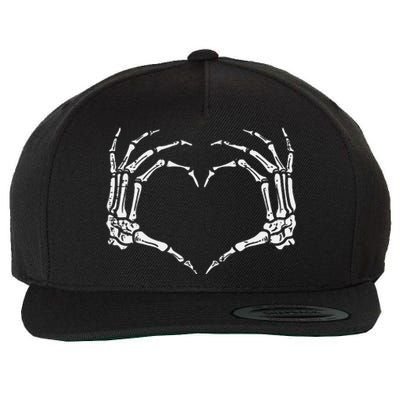 Skeleton Hands Heart Sign Retro Halloween Costume Wool Snapback Cap