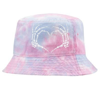 Skeleton Hands Heart Sign Retro Halloween Costume Tie-Dyed Bucket Hat