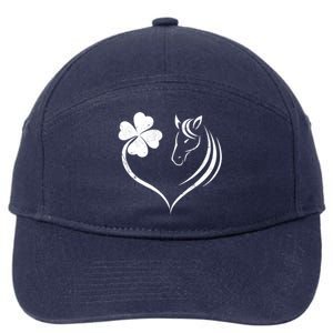 Shamrock Heart Horse Clover St Patricks Day Horseback Riding Meaningful Gift 7-Panel Snapback Hat