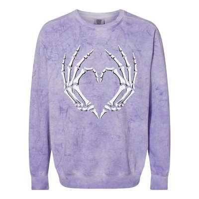 Skeleton Hands Heart Sign Retro Halloween Costume Women Girl Gift Colorblast Crewneck Sweatshirt