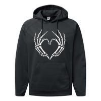 Skeleton Hands Heart Sign Retro Halloween Costume Women Girl Gift Performance Fleece Hoodie