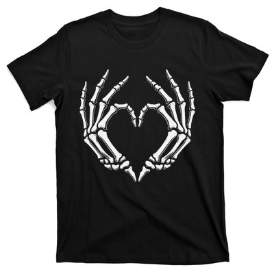 Skeleton Hands Heart Sign Retro Halloween Costume Women Girl Gift T-Shirt