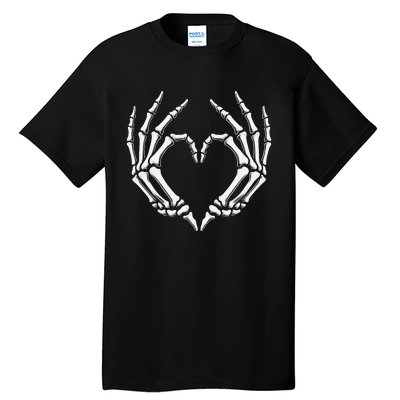 Skeleton Hands Heart Sign Retro Halloween Costume Women Girl Gift Tall T-Shirt