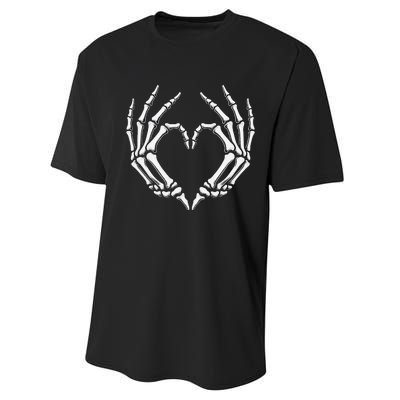 Skeleton Hands Heart Sign Retro Halloween Costume Women Girl Gift Performance Sprint T-Shirt