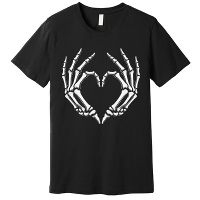 Skeleton Hands Heart Sign Retro Halloween Costume Women Girl Gift Premium T-Shirt