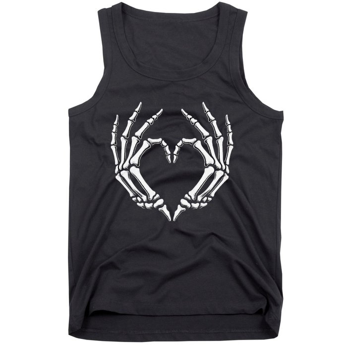 Skeleton Hands Heart Sign Retro Halloween Costume Women Girl Gift Tank Top