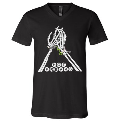 Skull Hand Hot Freaks Sweaty Bones V-Neck T-Shirt