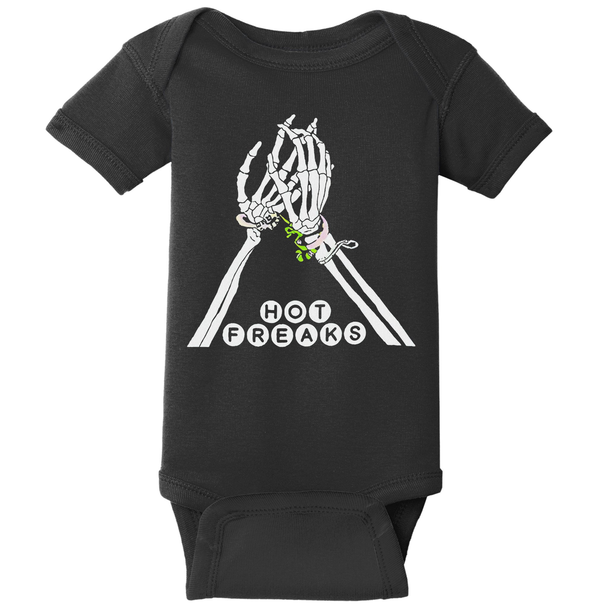 Skull Hand Hot Freaks Sweaty Bones Baby Bodysuit