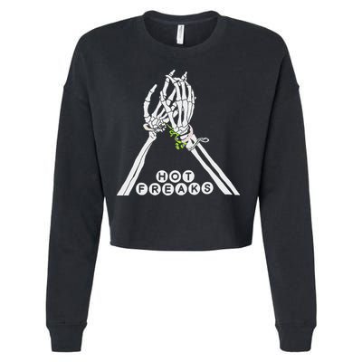 Skull Hand Hot Freaks Sweaty Bones Cropped Pullover Crew