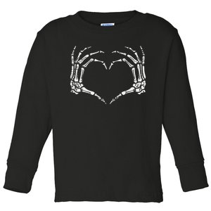 Skeleton Hands Heart Sign Retro Halloween Costume Toddler Long Sleeve Shirt