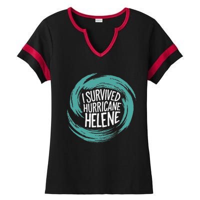 Survived Hurricane Helene Ladies Halftime Notch Neck Tee