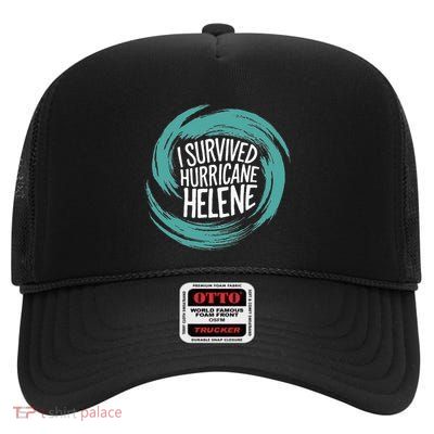Survived Hurricane Helene High Crown Mesh Back Trucker Hat