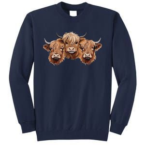 Scottish Hairy Highland Cows Apparel Coos Family Fun Tall Sweatshirt