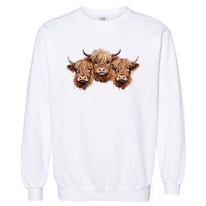 Scottish Hairy Highland Cows Apparel Coos Family Fun Garment-Dyed Sweatshirt