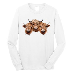 Scottish Hairy Highland Cows Apparel Coos Family Fun Long Sleeve Shirt