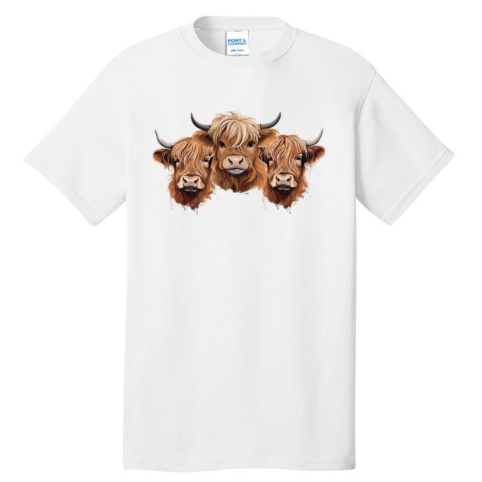 Scottish Hairy Highland Cows Apparel Coos Family Fun Tall T-Shirt