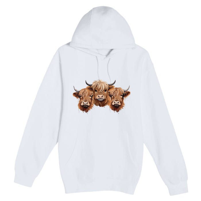 Scottish Hairy Highland Cows Apparel Coos Family Fun Premium Pullover Hoodie