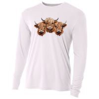 Scottish Hairy Highland Cows Apparel Coos Family Fun Cooling Performance Long Sleeve Crew