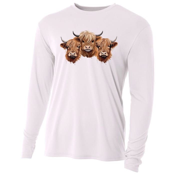 Scottish Hairy Highland Cows Apparel Coos Family Fun Cooling Performance Long Sleeve Crew