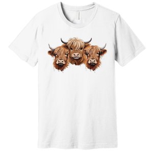 Scottish Hairy Highland Cows Apparel Coos Family Fun Premium T-Shirt