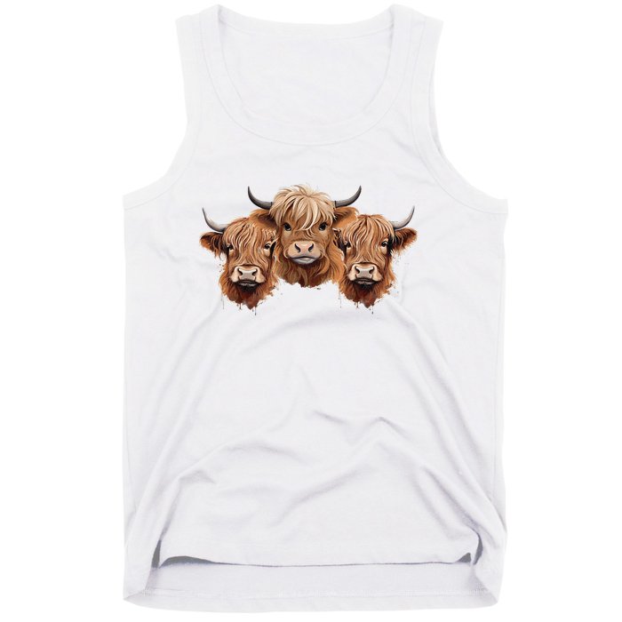 Scottish Hairy Highland Cows Apparel Coos Family Fun Tank Top