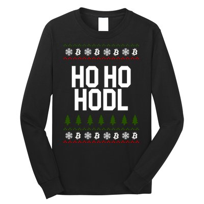 Santa Ho Ho Hodl Funny Crypto Ugly Christmas Long Sleeve Shirt